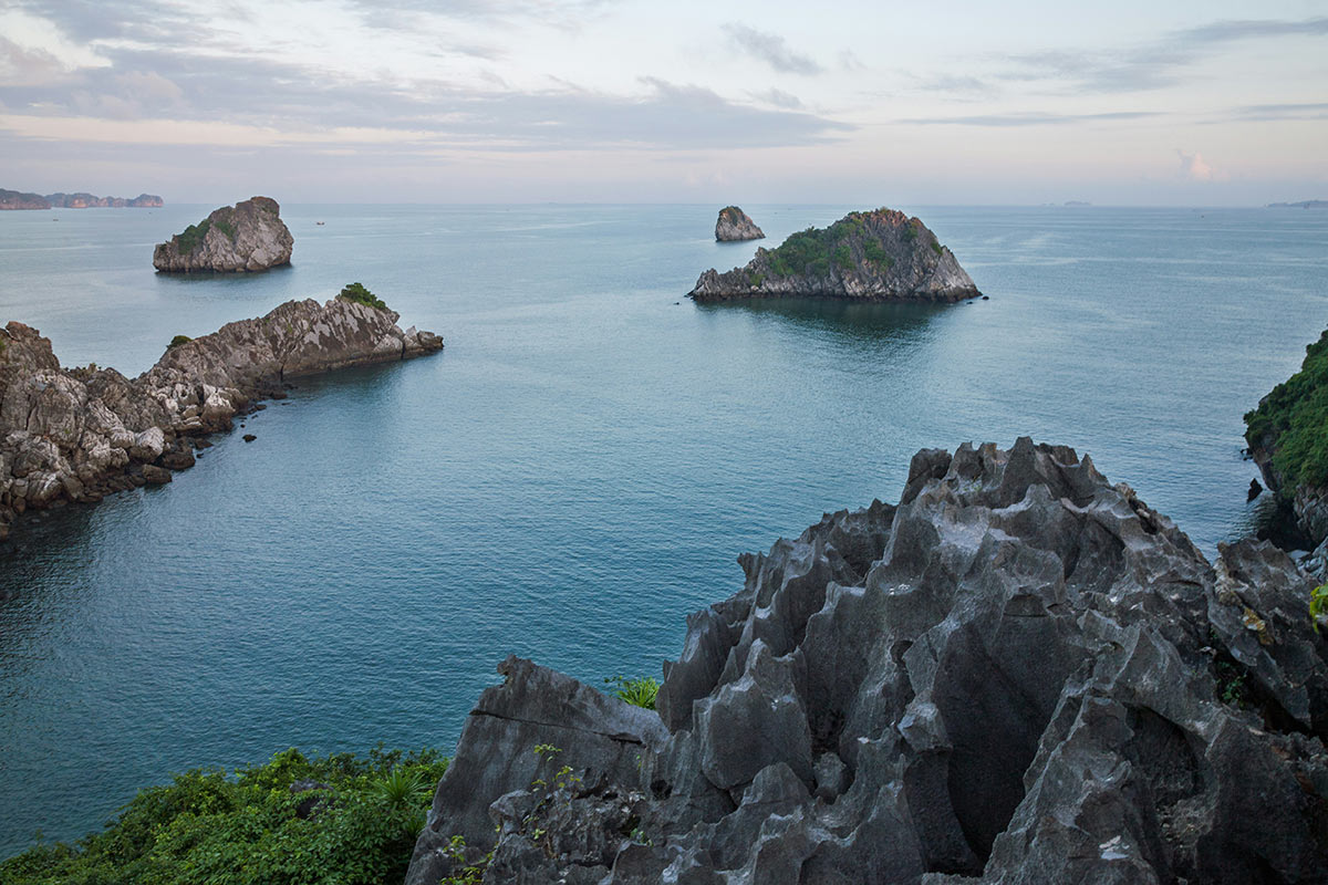 Scenic view of limestone karsts in Lan Ha Bay, Cat Ba Island - a travel guide from Hanoi to Cat Ba Island